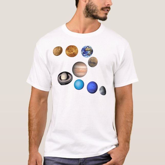 T-shirt Neuf planètes dans le système solaire (Devant)