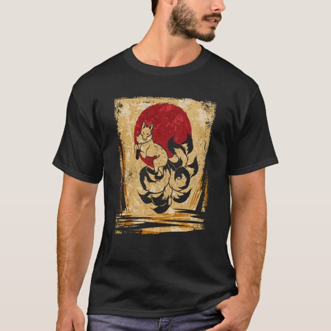 T-shirt Neuf Tail Fox Japonais Retro 4 (Devant)
