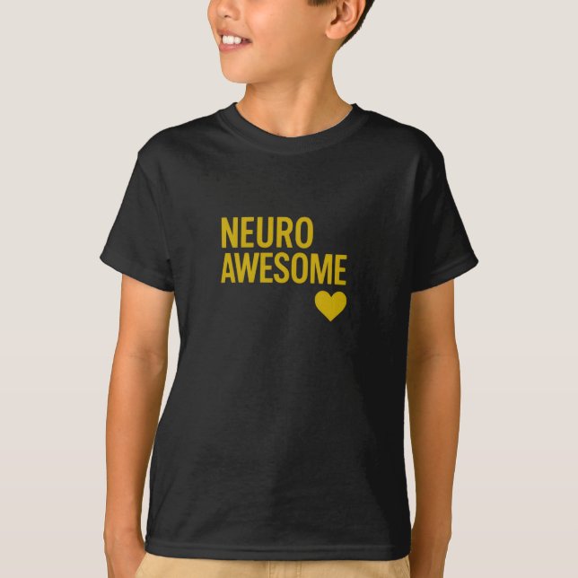 T-shirt Neuro Awesome Gold Text Neurodiversity  (Devant)