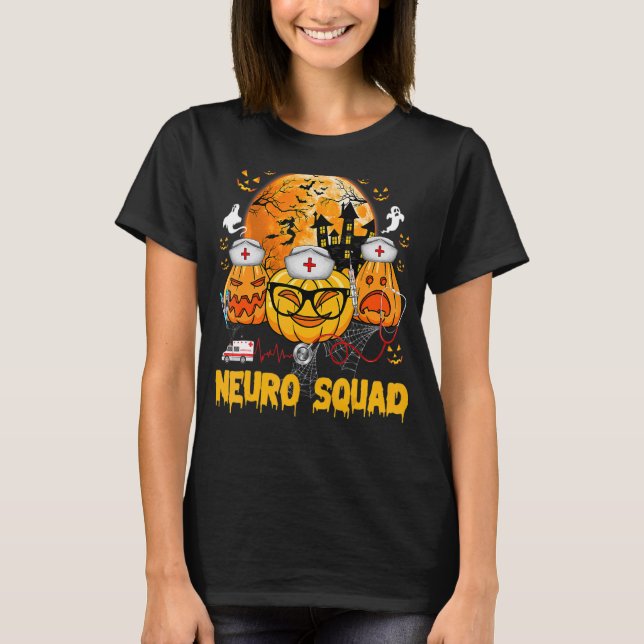 T-shirt Neuro Squad Infirmière Citrouille Ghost Scary Hall (Devant)