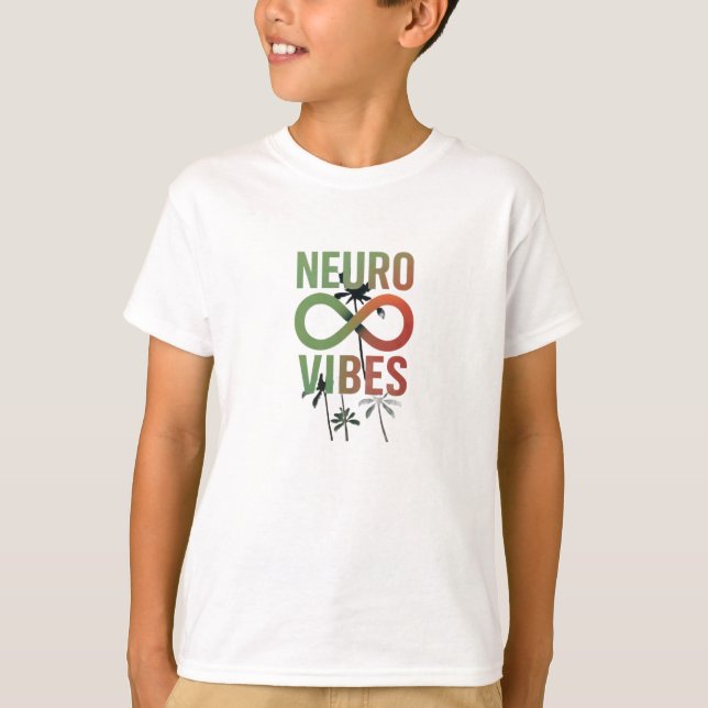 T-shirt Neuro Vibes Neurodiversity Infinity Symbol Palm  (Devant)