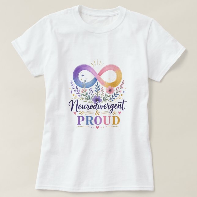 T-shirt Neurodivergent & Fier Rainbow Infini (Design devant)