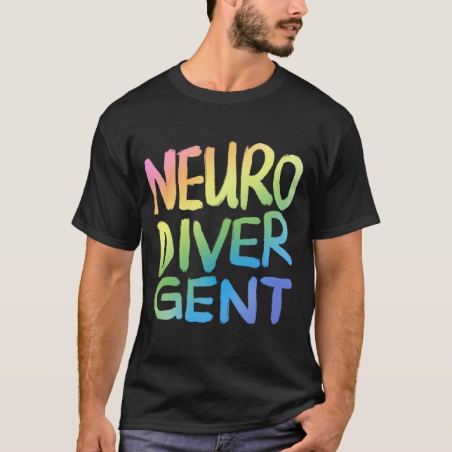 T-shirt Neurodivergent (Pastel Rainbow Text) (Devant)