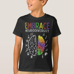 T-shirt Neurodiversité Embrasser l'Autisme Adhd Cerveau