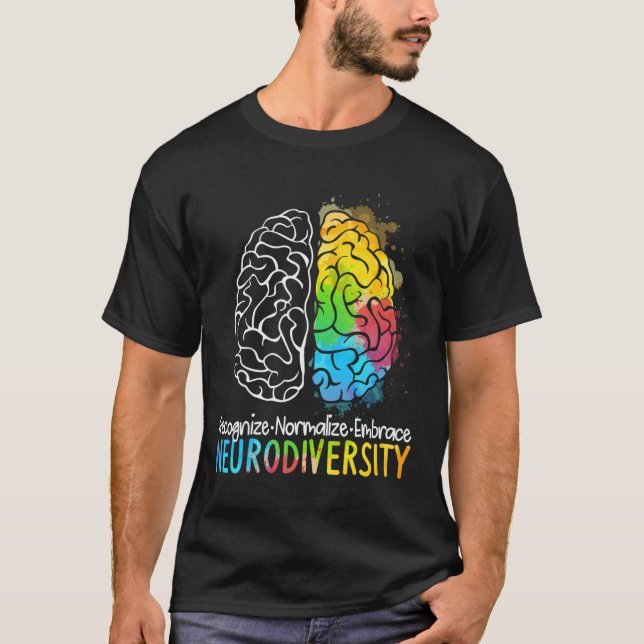 T-shirt Neurodiversité Spectre Autisme Asd Adhd Rainbow Br (Devant)