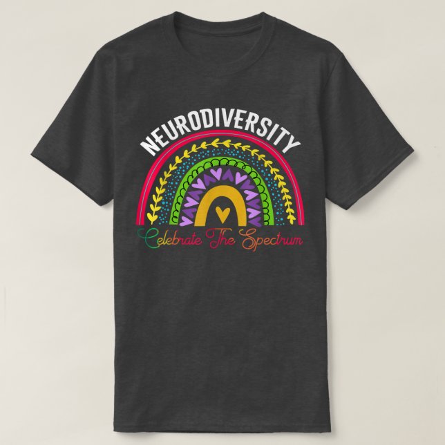 T-shirt Neurodiversité spectre autiste DMPS TDAH arc-en-ci (Design devant)