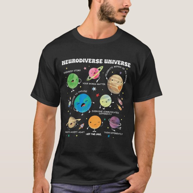 T-shirt Neurodiversité Universe Planet Sensibilisation sur (Devant)