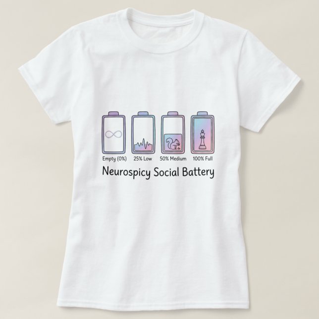 T-shirt Neurospicy Social Battery ADHD Autism Funny Gift (Design devant)