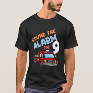 T-shirt Neuvième 9E Anniversaire Pompier Camion Neuf 9 Y