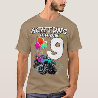 T-shirt neuvième anniversaire 9 ans monstre camion cadeau