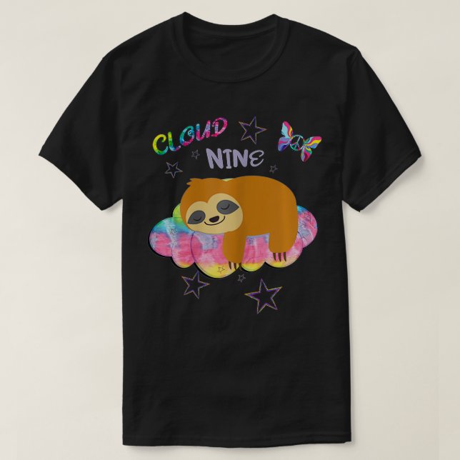T-shirt Neuvième Anniversaire Nuage Neuf Sloth Cute Retro (Design devant)