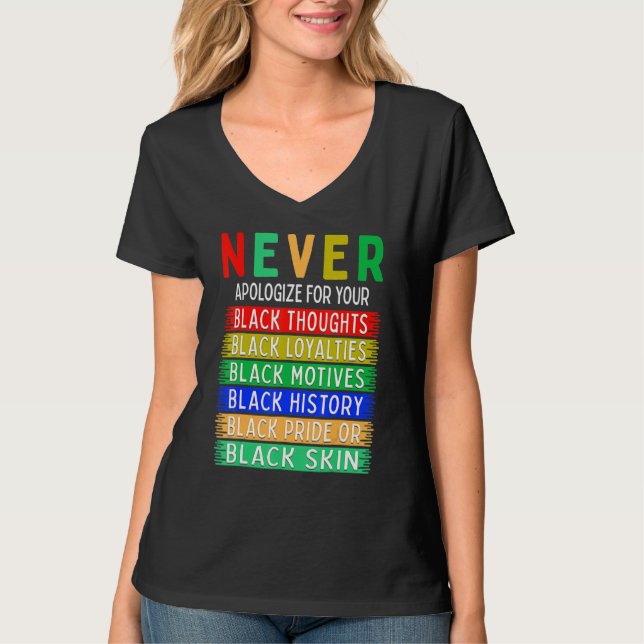 T-shirt Never Apologize For Your Blackness Black History M (Devant)