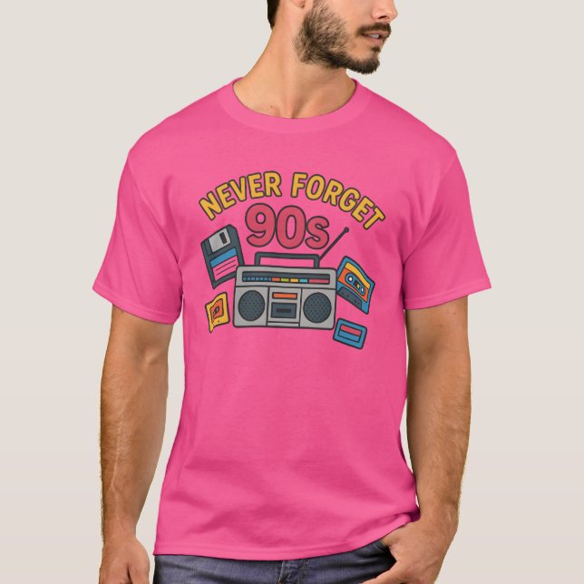 T-shirt Never Forget 90s Retro Gift Cassette Floppy friend (Devant)