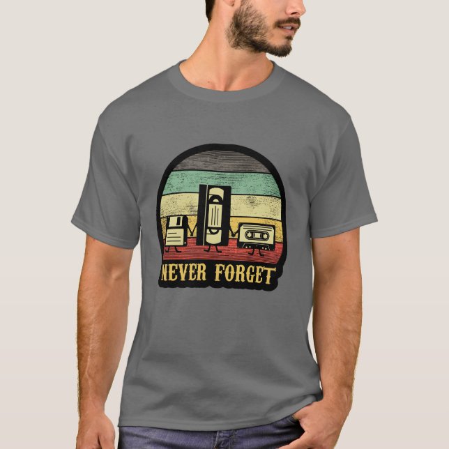 T-shirt Never Forget 90s Sticker vintage (Devant)