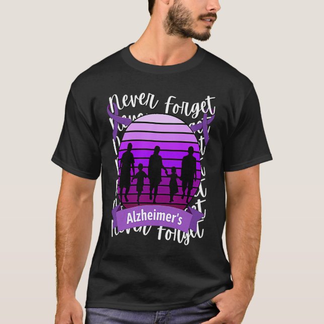 T-shirt Never Forget Alzheimer's Awareness Retro Purple Fa (Devant)