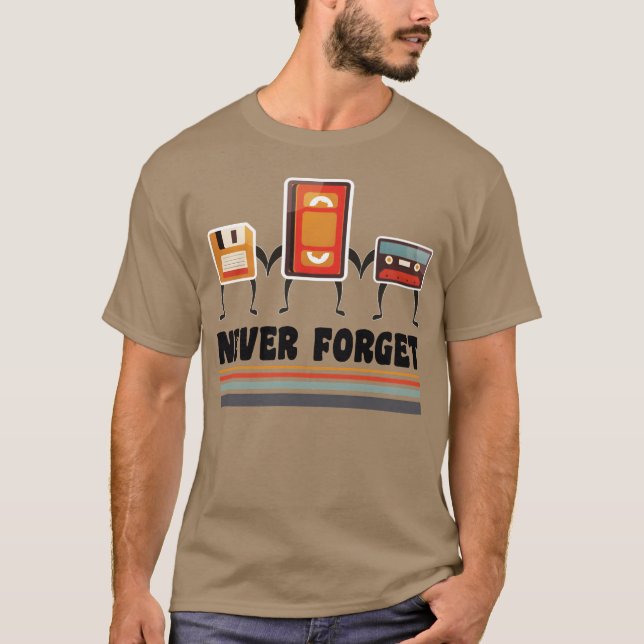 T-shirt never forget cassett diskett friends (Devant)