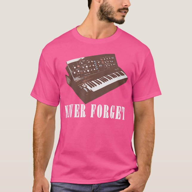 T-shirt Never Forget Synthesizer - Retro Piano 	 Design (Devant)