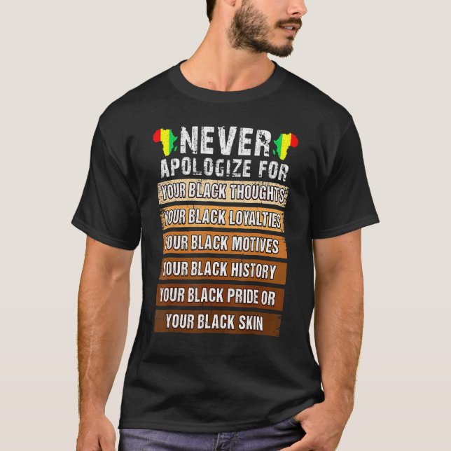 T-shirt Never Retro Apologize Black History African Melani (Devant)
