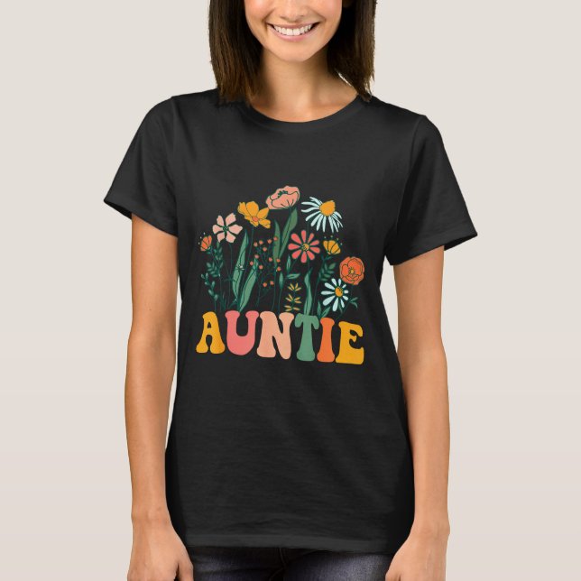 T-shirt New Auntie Wildflower First Birthday &amp; Baby Sh (Devant)