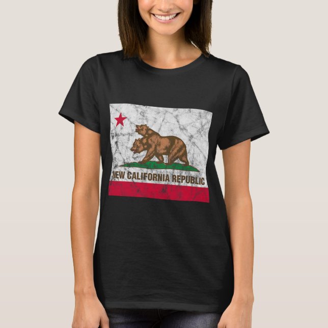 T-shirt New California Republic Ncr State Distressed Flag  (Devant)