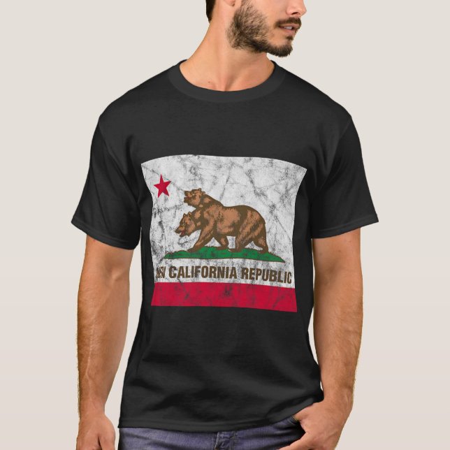 T-shirt New California Republic Ncr State Distressed Flag  (Devant)