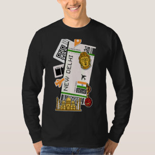 T-shirt New Delhi Air Ticket Boarding Pass Plane India Tra
