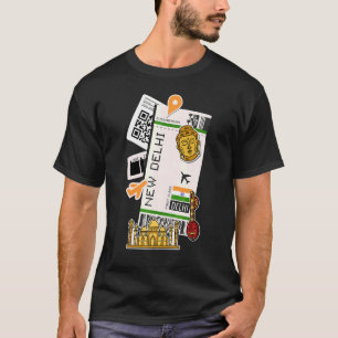 T-shirt New Delhi Air Ticket Boarding Pass Plane India Tra