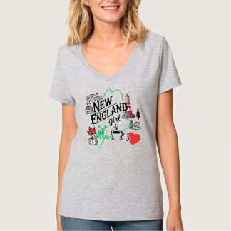 T-shirt New England Girl at Heart - Maine Design