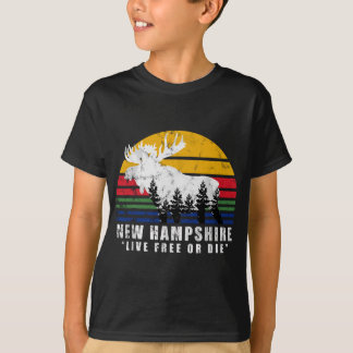 T-shirt New Hampshire Live Libre Ou Mort Vintage Moose For