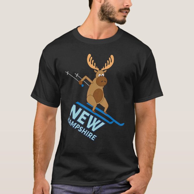 T-shirt New Hampshire NH Skiing Moose Winter (Devant)