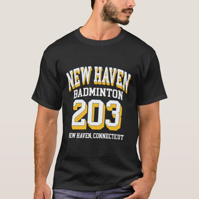 T-shirt New Haven Area Code 203 Pour Les Joueurs De Badmin (Devant)