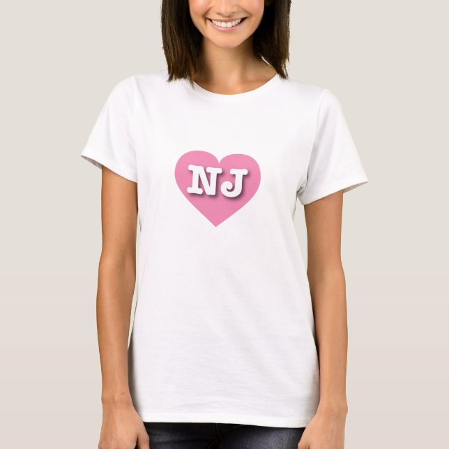 T-shirt New Jersey Pink Heart - J'aime NJ (Devant)