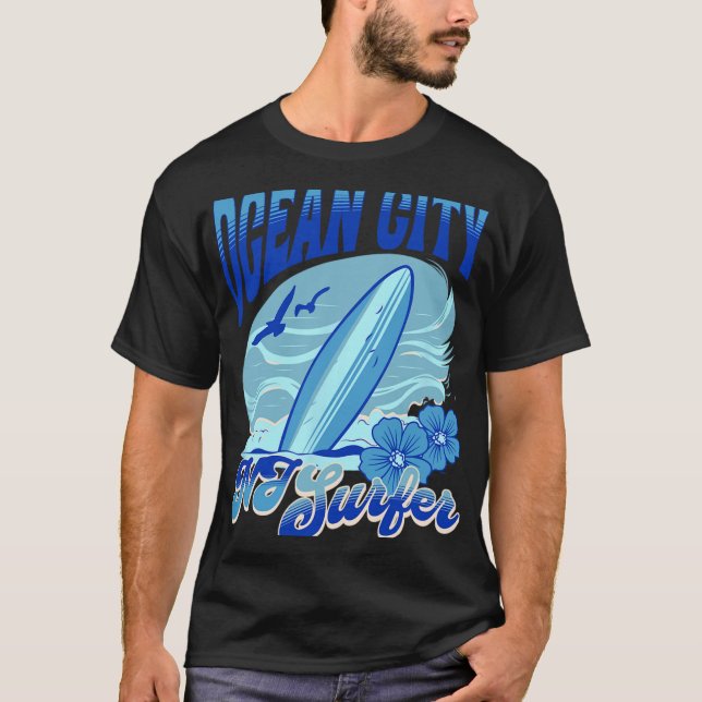 T-shirt New Jersey Surfer Ocean City Nj Surfing Beach Sand (Devant)