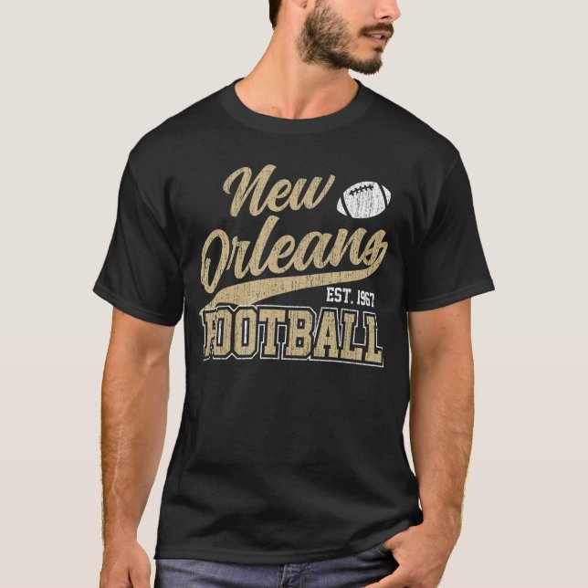 T-shirt New Orleans Distressed Footballeam Fan Sports retr (Devant)