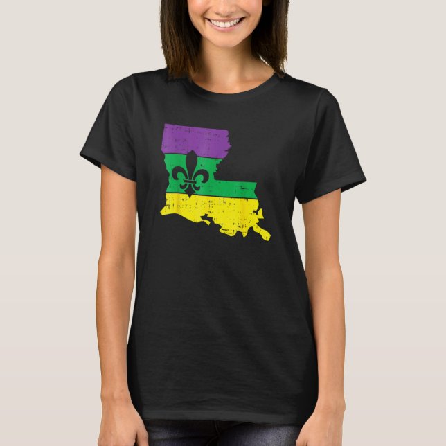 T-shirt New Orleans Louisiana Map Jester Funny Mardi Gras  (Devant)