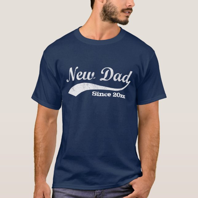 T-shirt New Papa Sporty, année personnalisée (Devant)