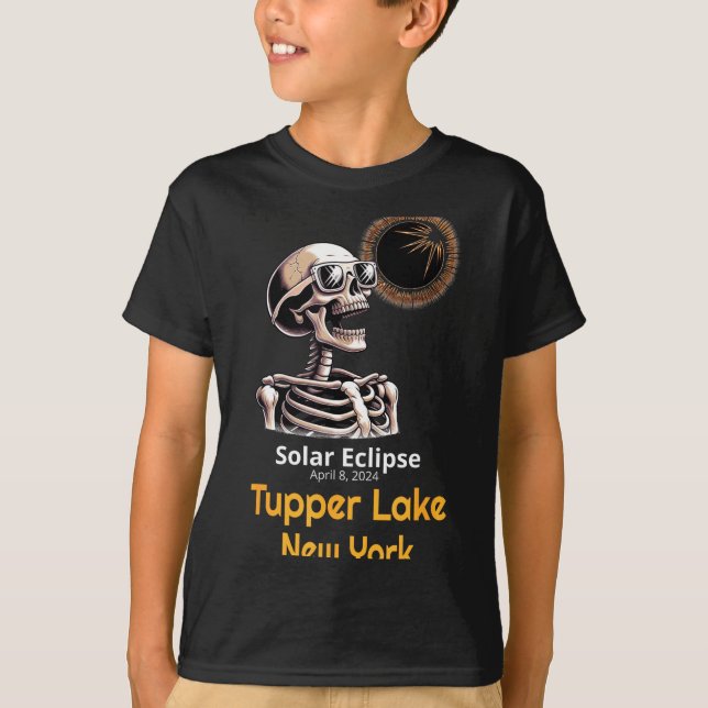 T-shirt New Skeleton Solar Eclipse Tupper Lake (Devant)