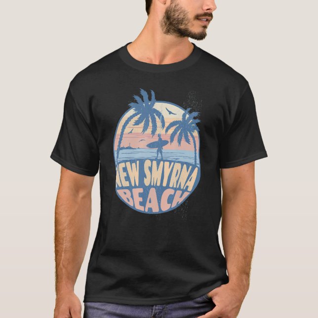 T-shirt New Smyrna Florida Beach Surf Vacances été Vint (Devant)