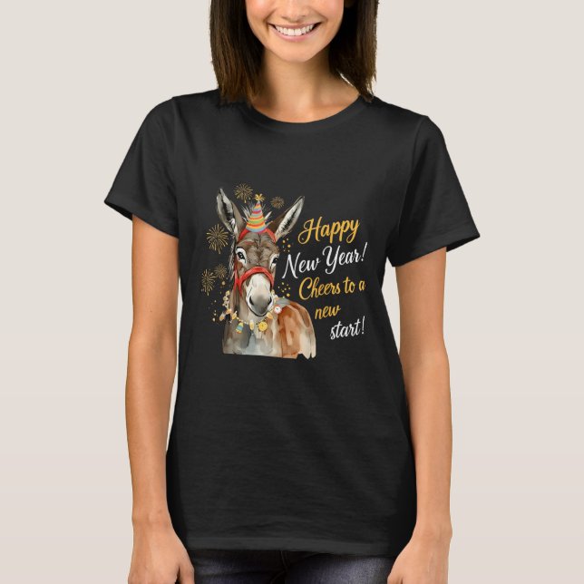T-shirt New Year Farm Animal Farmgirl Happy New Year  (Devant)