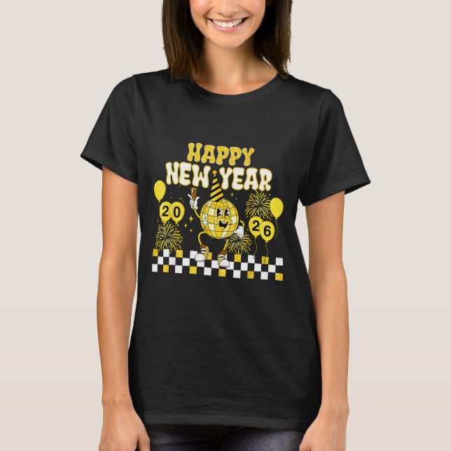 T-shirt New Year's Eve Hello 2026 Happy New Year 2026 Disc (Devant)