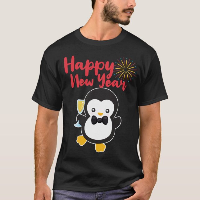 T-shirt New Year's Eve Penguin (Devant)