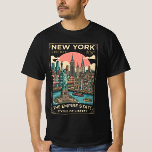 T-shirt New York City États-Unis - Statue emblématique et 
