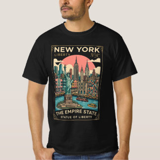 T-shirt New York City États-Unis - Statue emblématique et