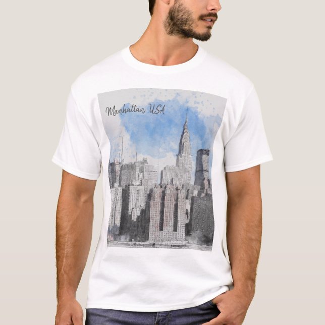 T-shirt New York City Manhattan Skyline (Devant)