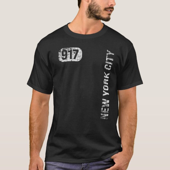 T-shirt New York City New York 917 Indicatif régional Vint (Devant)