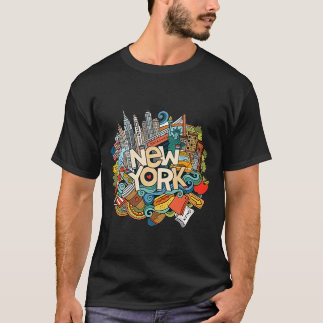 T-shirt New York City Nyc Iconic Skyline Big Gift So  (Devant)
