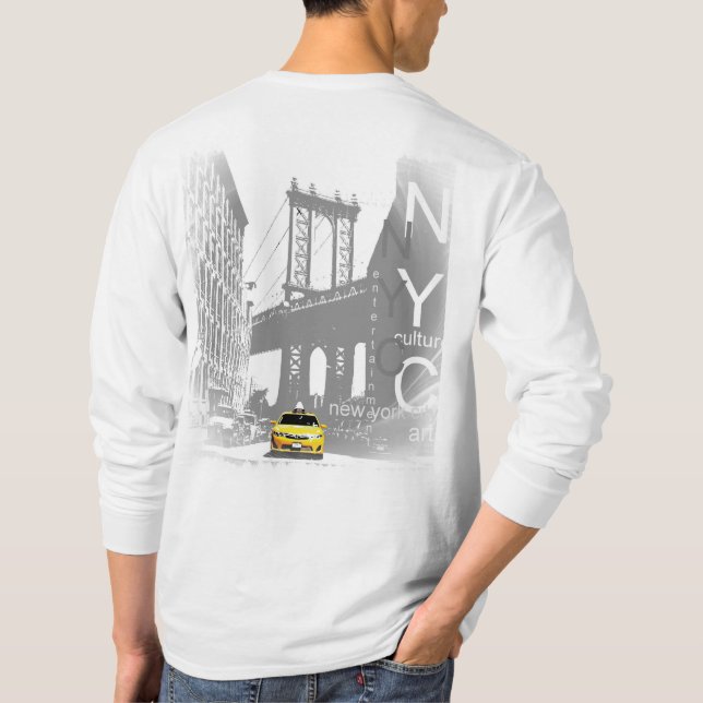 T-shirt New York City Nyc Taxi jaune Brooklyn Bridge (Dos)