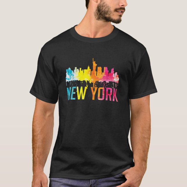 T-shirt New York City NYC Watercolour Art Big Apple Skylin (Devant)