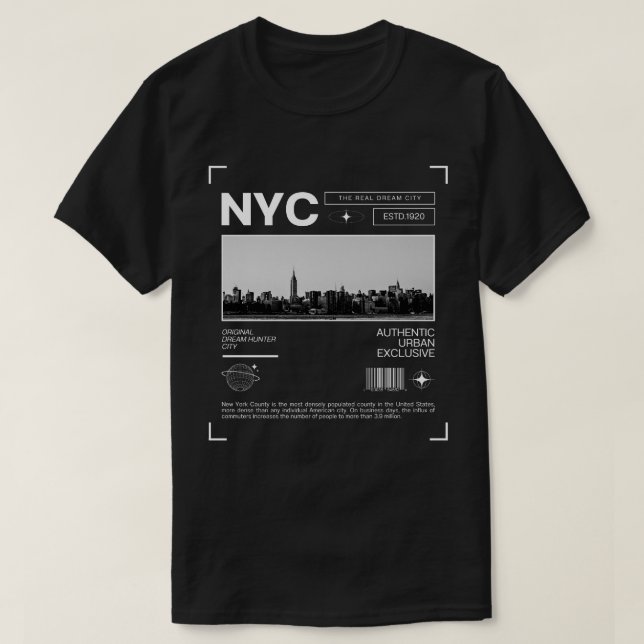 T-shirt New York City of Dreams, Skyline iconique (Design devant)