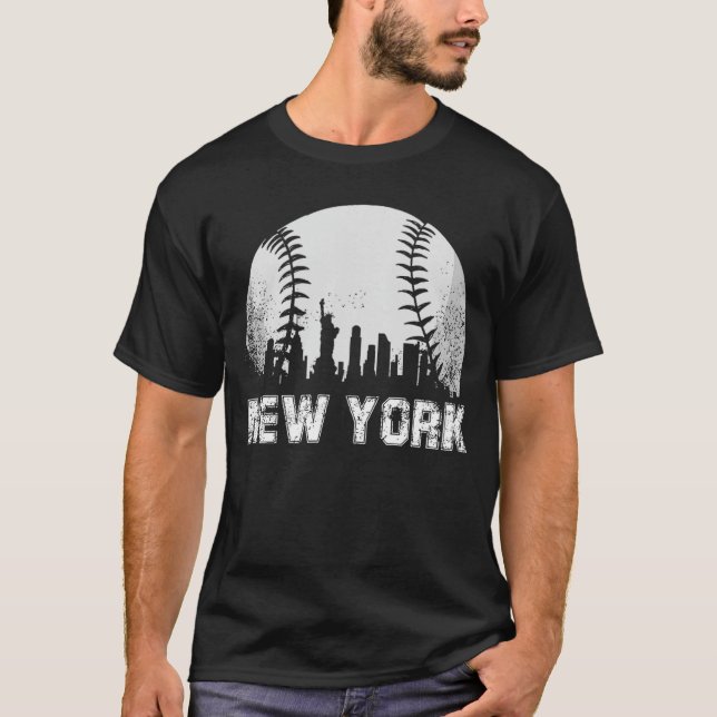 T-shirt New York City Skyline Baseball Lover funny (Devant)